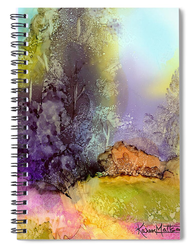 Nature Spiral Notebook featuring the painting The Purple Tree by Karen Mattson