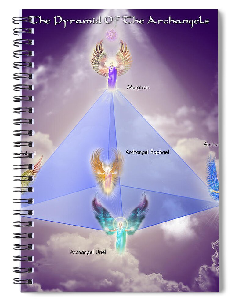 Deirdre Hade Spiral Notebook featuring the digital art The Pyramid Of the Archangels by Endre Balogh