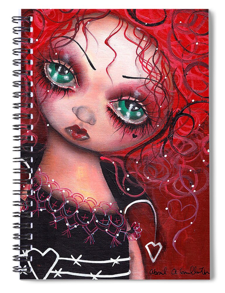 Alice In Wonderland Spiral Notebook featuring the painting The Queen by Abril Andrade