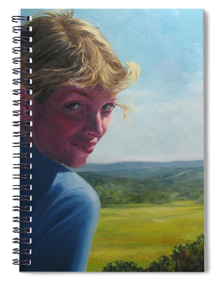 Portrait Spiral Notebook featuring the painting The Question of a Minor Summit by Connie Schaertl