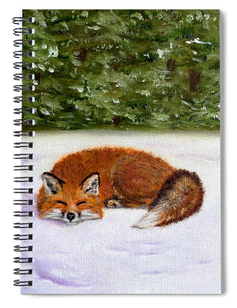 Fox In Snow Canvas Prints Spiral Notebook featuring the painting The Red Fox of Winter by Dr Pat Gehr