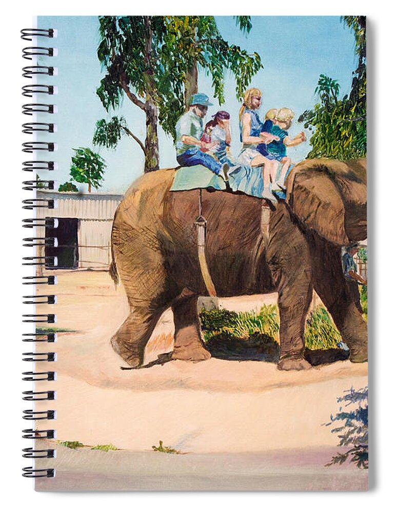 Elephant Spiral Notebook featuring the painting The Ride by Sarabjit Singh