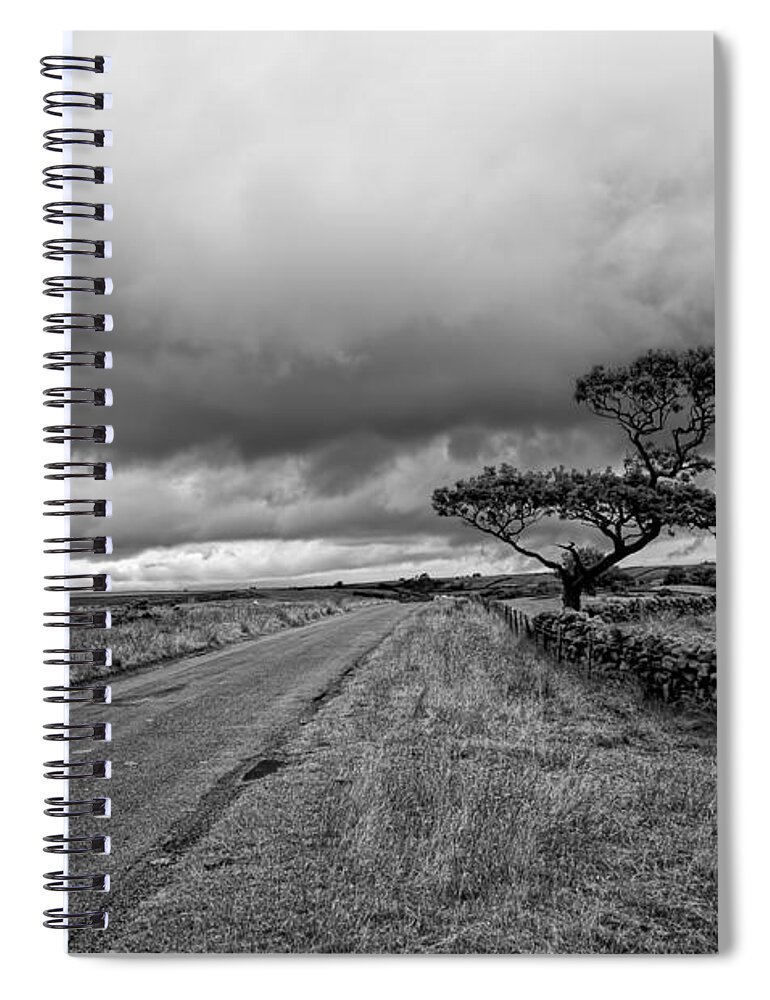 Landscape Spiral Notebook featuring the photograph The road ahead - mono by Steev Stamford