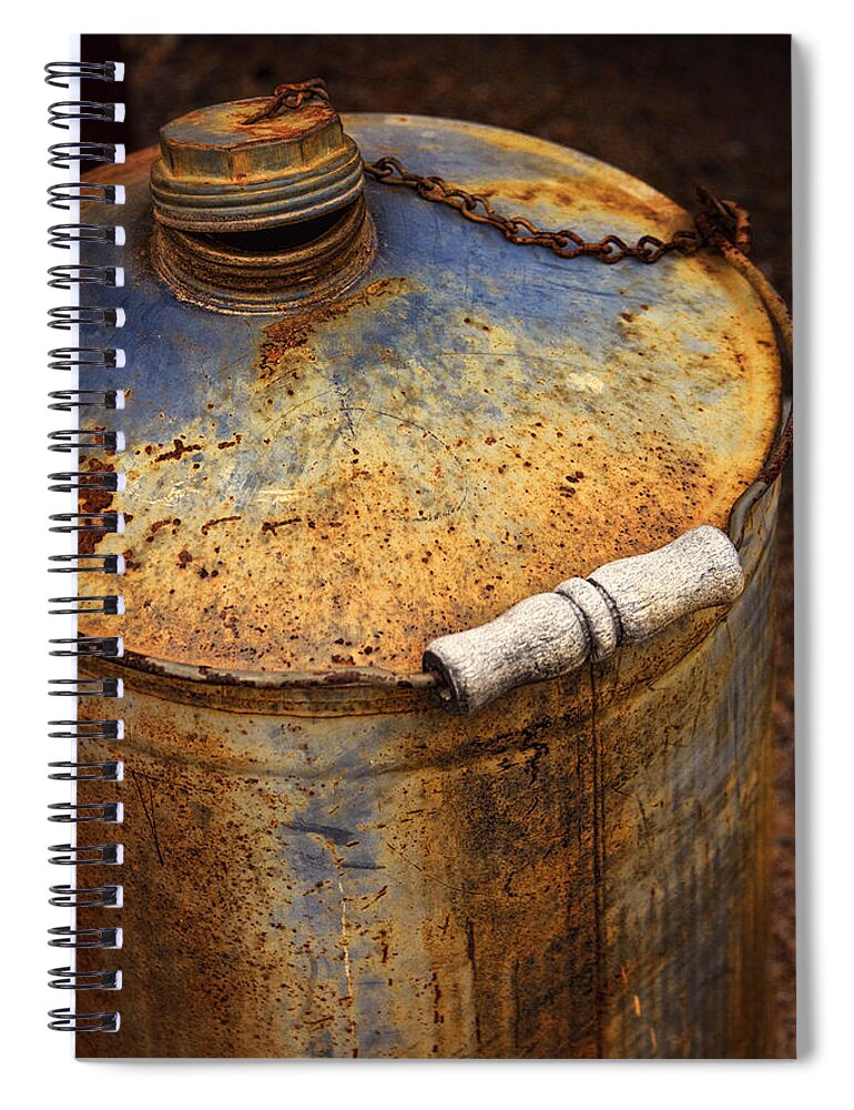 Rust Spiral Notebook featuring the photograph The Rusty Can by Saija Lehtonen