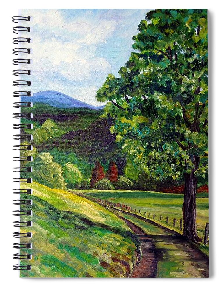 Sentinel Spiral Notebook featuring the painting The Sentinel - Summer Landscape by Julie Brugh Riffey