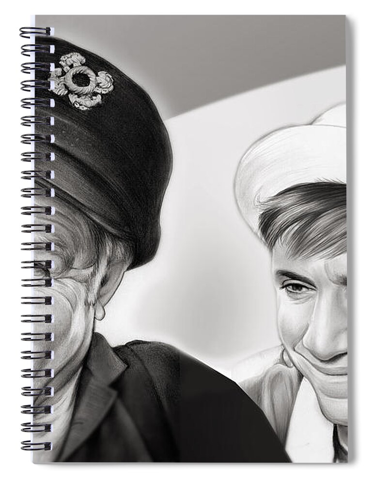 Gilligan's Island Spiral Notebook featuring the mixed media The Skipper and Gilligan by Greg Joens