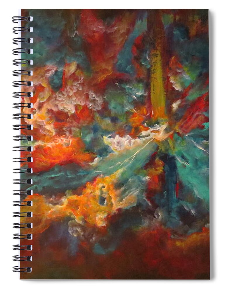 Abstract Spiral Notebook featuring the painting The Source by Soraya Silvestri