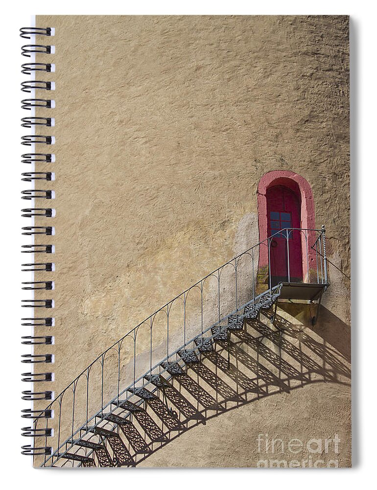 Castle Spiral Notebook featuring the photograph The Staircase to the Red Door by Heiko Koehrer-Wagner