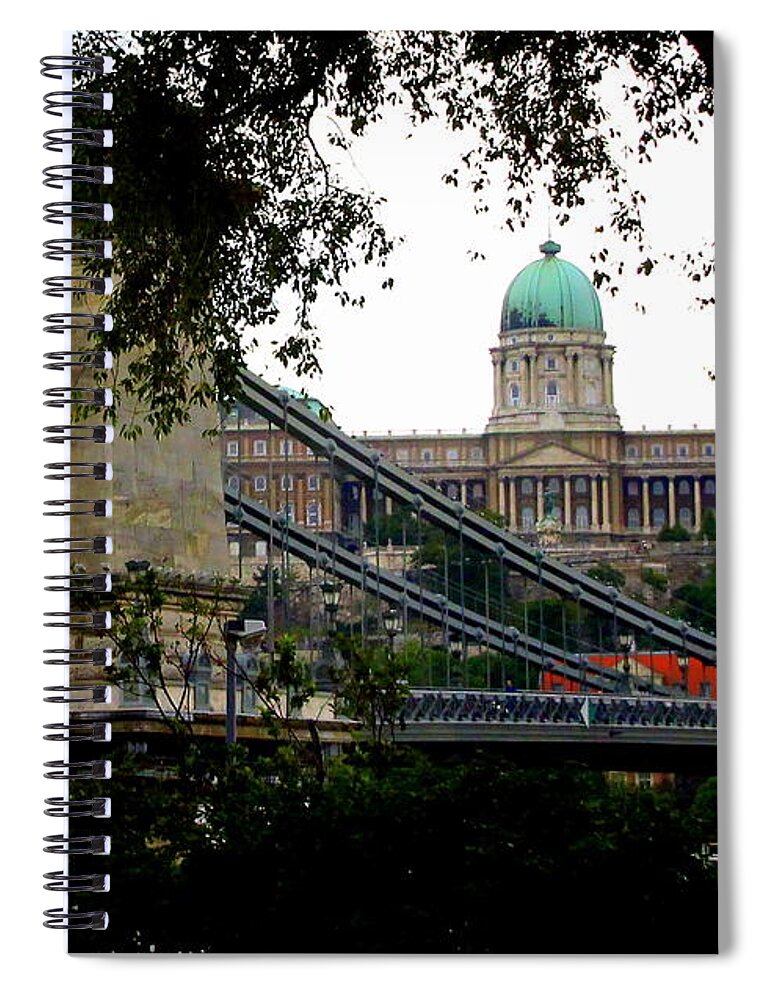 Szechenyl Spiral Notebook featuring the photograph The Szechenyl Chain Bridge by Laurel Talabere