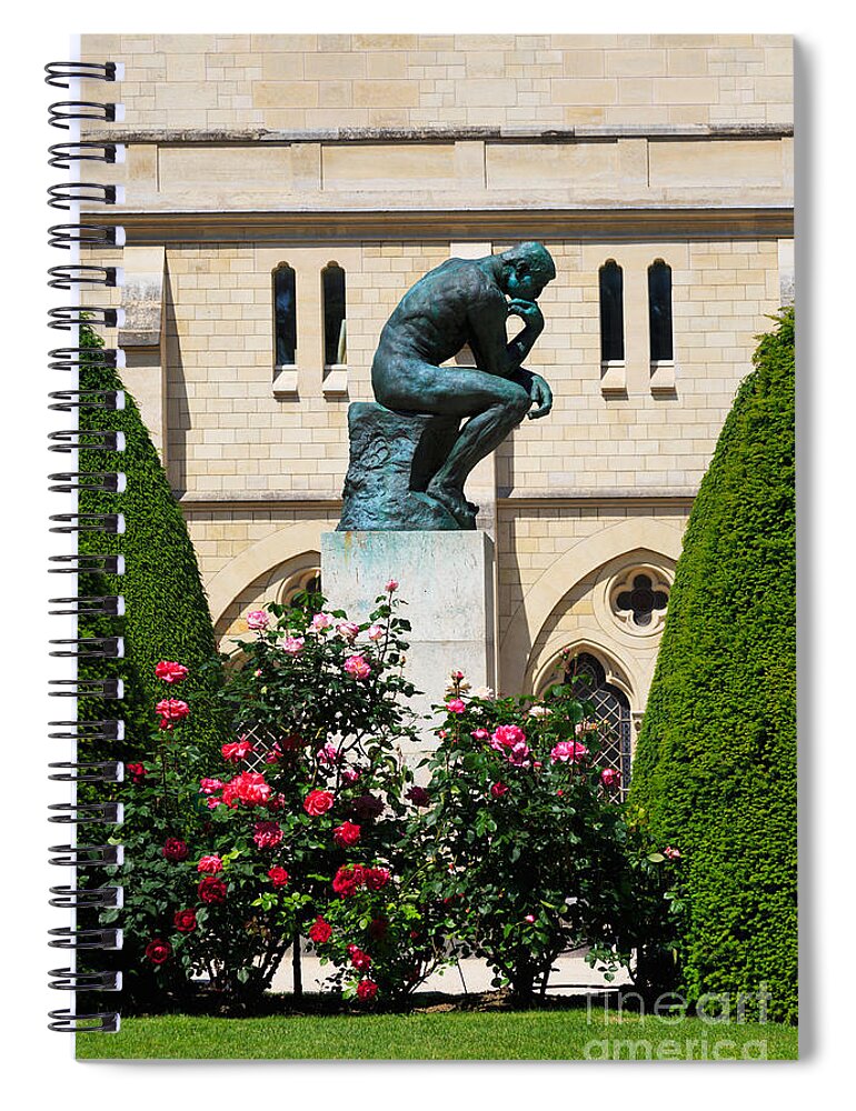 The Thinker Spiral Notebook featuring the photograph The Thinker by Auguste Rodin by Louise Heusinkveld