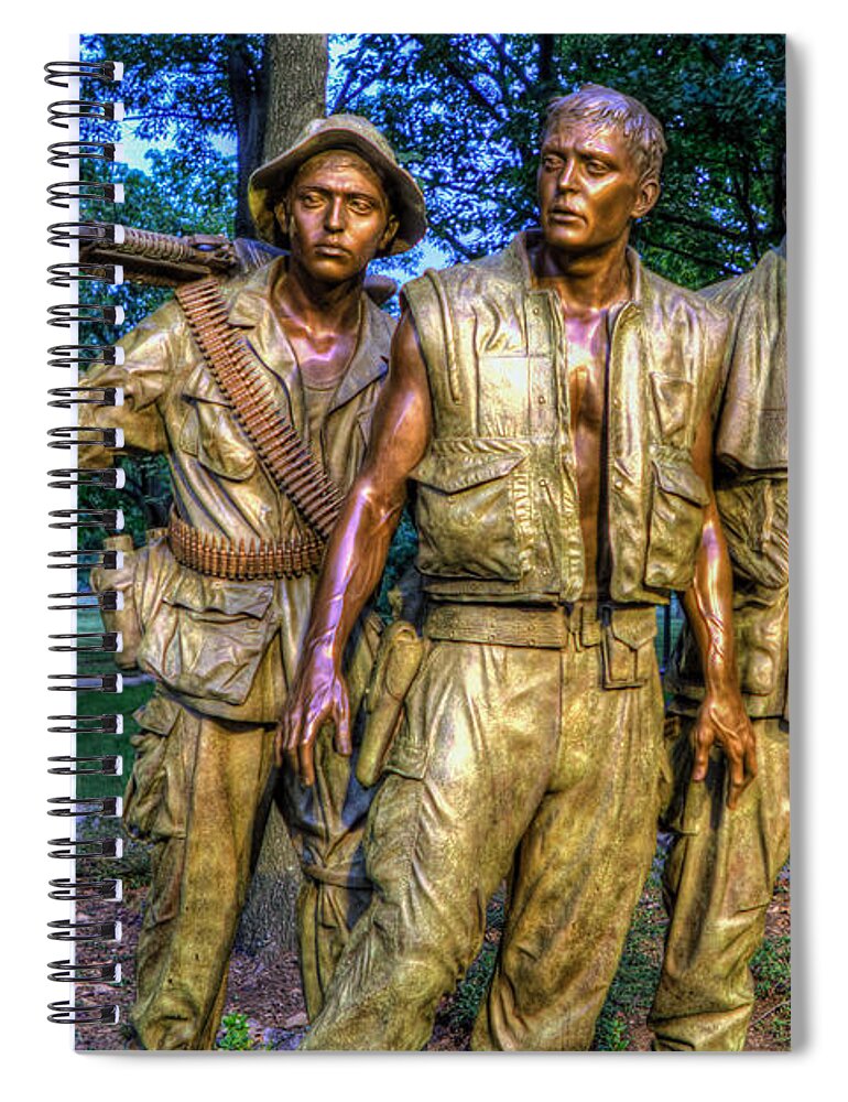 Facing The Wall Spiral Notebook featuring the photograph The Three Soldiers Facing The Wall by Jerry Gammon