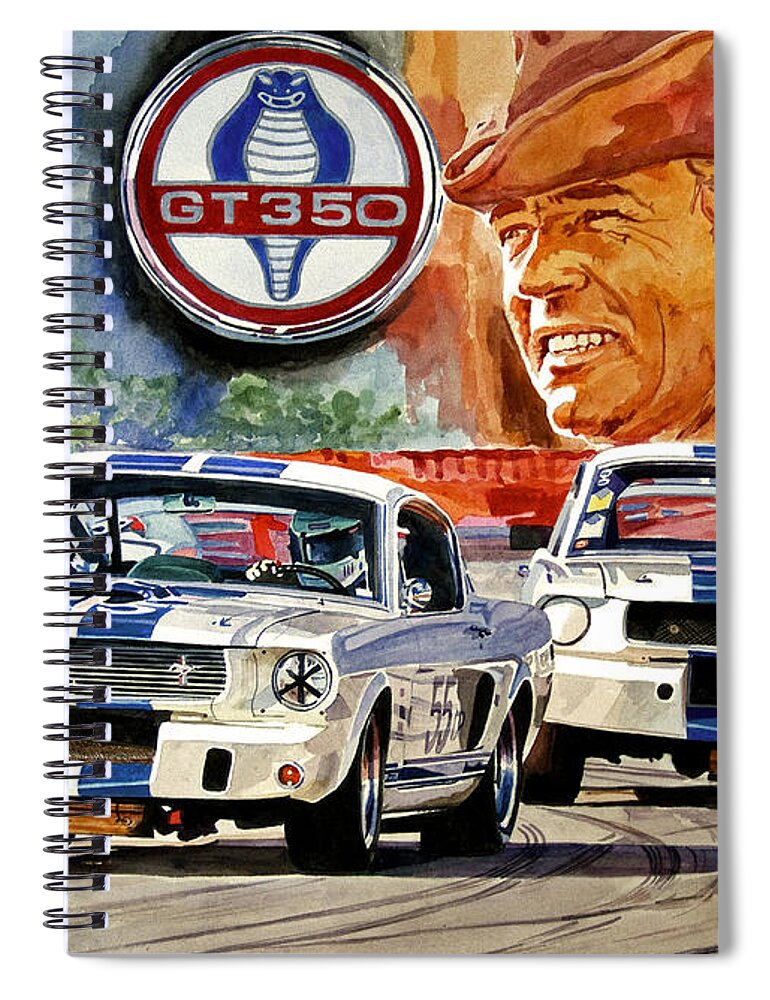 Shelby Artwork Spiral Notebook featuring the painting The Thundering Blue Stripe GT-350 by David Lloyd Glover