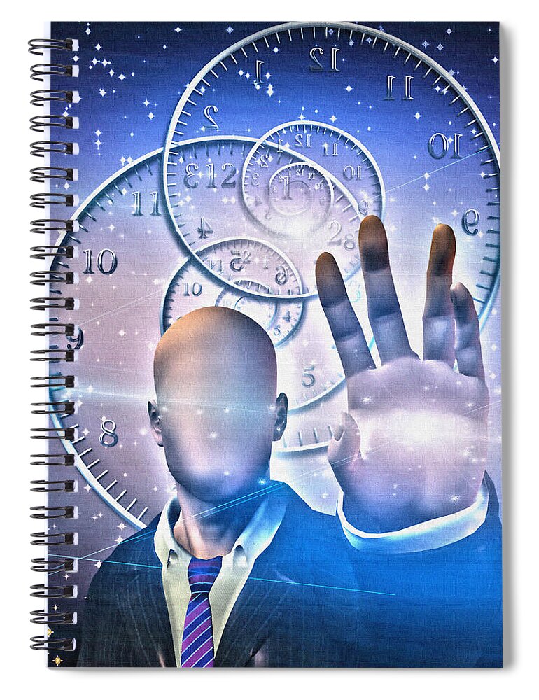 Adult Spiral Notebook featuring the digital art The time keeper by Bruce Rolff