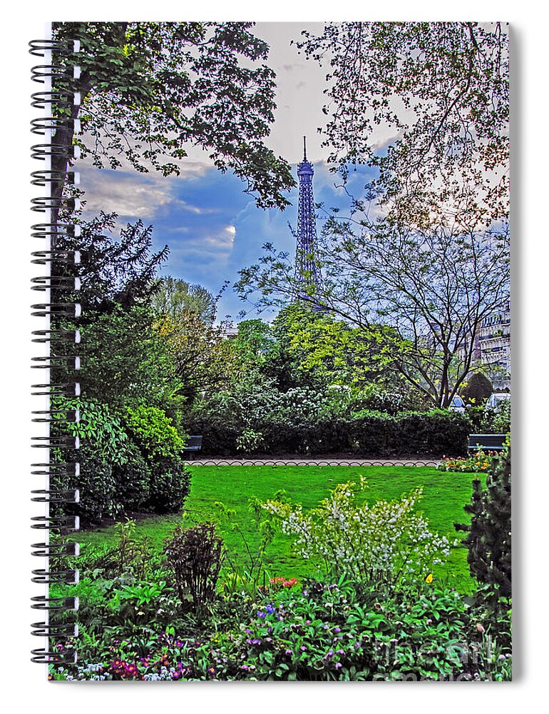 Travel Spiral Notebook featuring the photograph The Tower Over A Garden by Elvis Vaughn