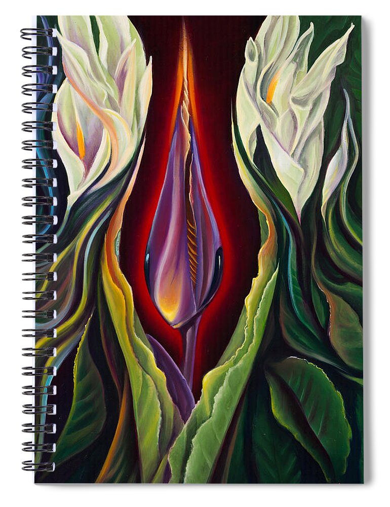 Abstract Spiral Notebook featuring the painting The Visitor II by Claudia Goodell