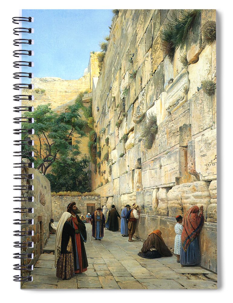 The Wailing Wall Jerusalem Spiral Notebook featuring the digital art The Wailing Wall Jerusalem by Gustav Bauernfeind