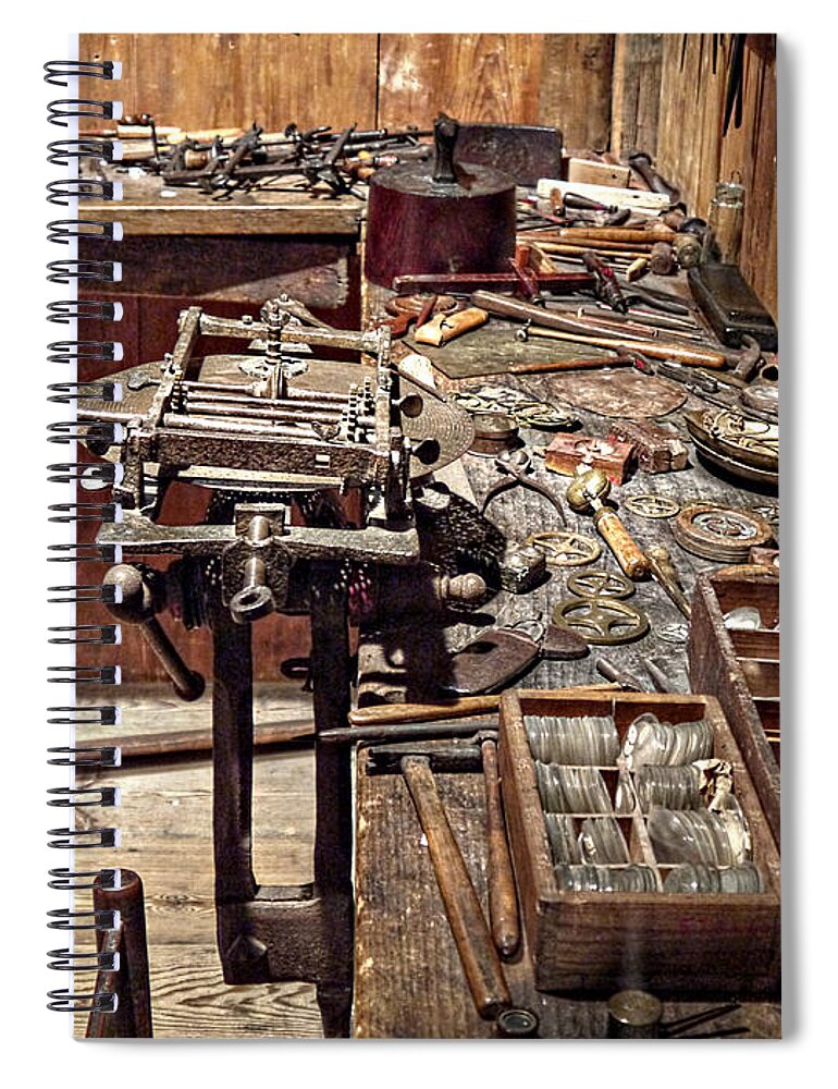 Richard Reeve Spiral Notebook featuring the photograph The Watchmaker's Tools by Richard Reeve