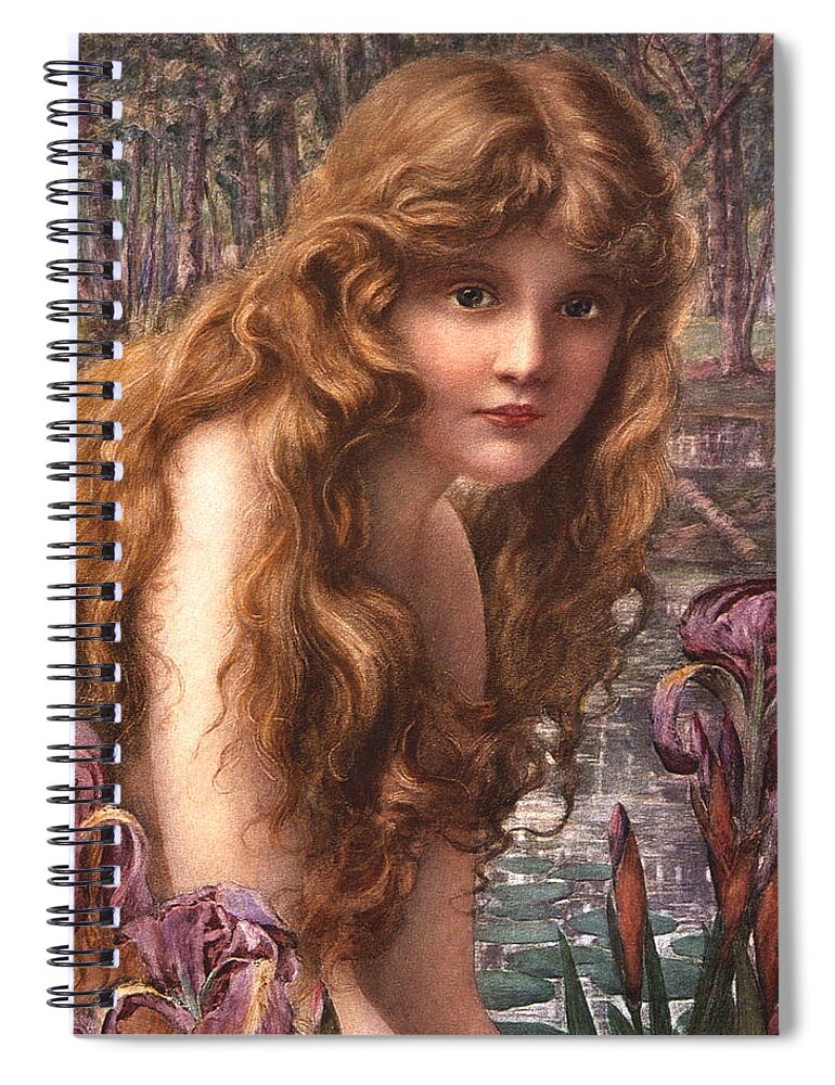 Henry Ryland Spiral Notebook featuring the digital art The Water Nymph by Henry Ryland