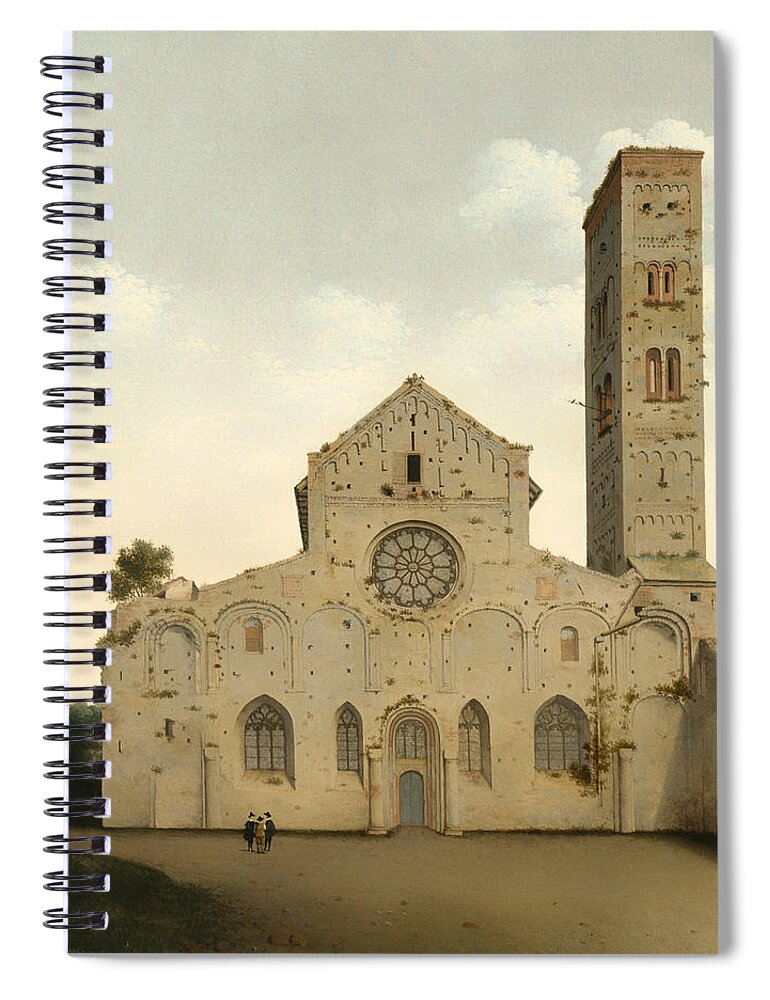 Painting Spiral Notebook featuring the painting The West Facade of the Church of Saint Mary in Utrecht by Mountain Dreams