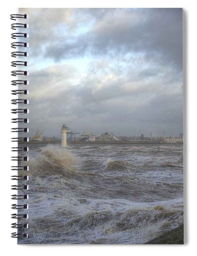 Lighthouse Spiral Notebook featuring the photograph The Wild Mersey 2 by Spikey Mouse Photography