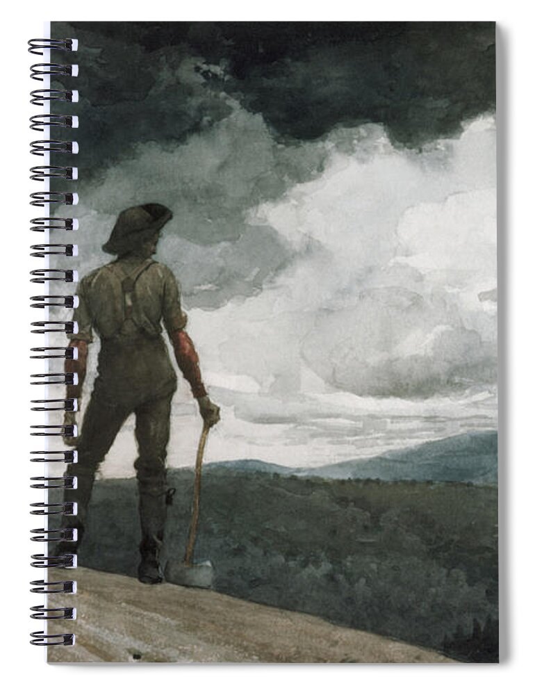 Winslow Homer Spiral Notebook featuring the painting The Woodcutter by Celestial Images