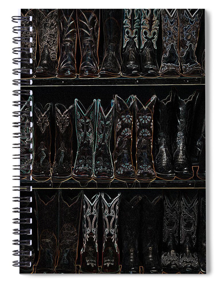 Southwestern Spiral Notebook featuring the digital art These Boots Are Made For Walking 2 by Jani Freimann