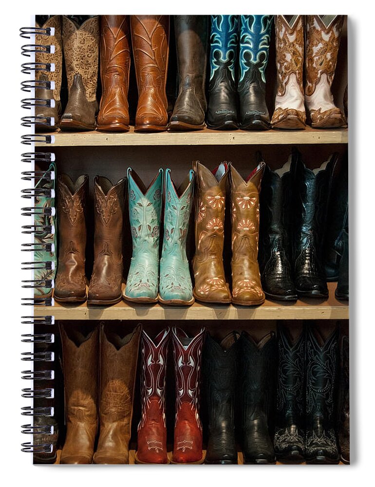 Cowboy Boots Spiral Notebook featuring the photograph These Boots Were Made For Walking by Jani Freimann
