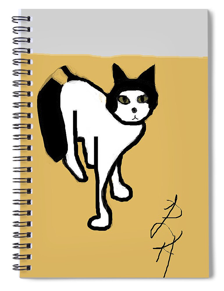 Funny Cats Spiral Notebook featuring the painting Thinking About It by Anita Dale Livaditis
