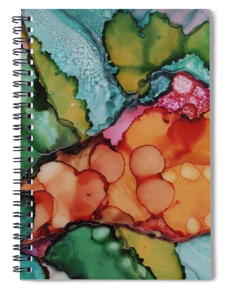 Red Spiral Notebook featuring the painting Third Place by Joan Clear