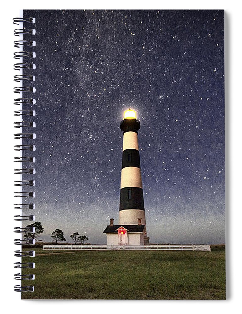 North Carolina Spiral Notebook featuring the photograph This Light Is Not Alone by Robert Fawcett
