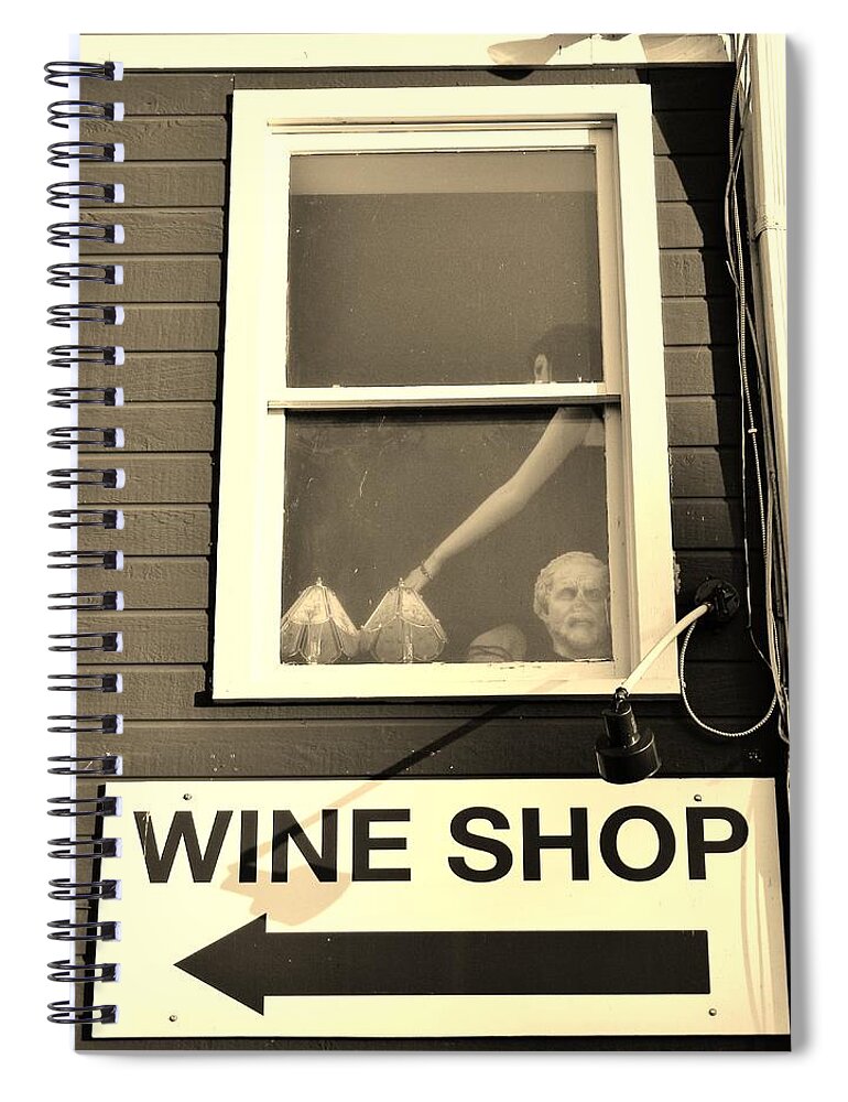Wine Shop Spiral Notebook featuring the photograph This Way to the Wine Shop by Jean Goodwin Brooks