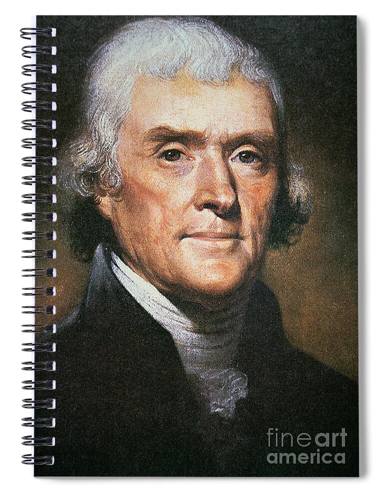 Philosopher Spiral Notebook featuring the painting Thomas Jefferson by Rembrandt Peale