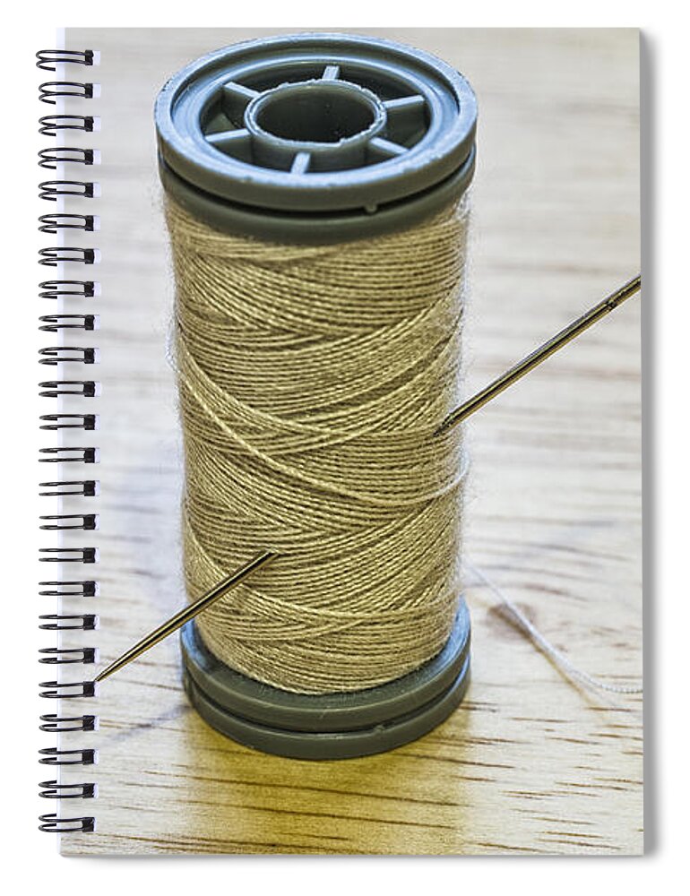Background Spiral Notebook featuring the photograph Thread and needle by Paulo Goncalves
