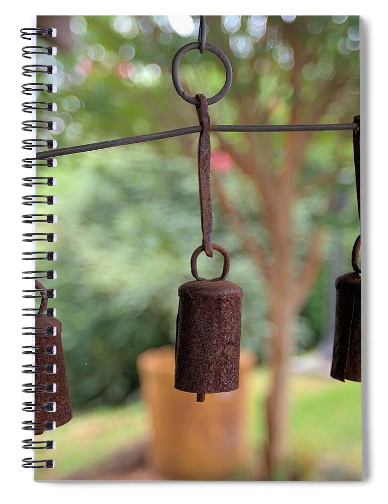 6084 Spiral Notebook featuring the photograph Three Bells - Square by Gordon Elwell