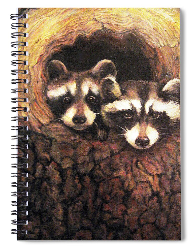 Nature Spiral Notebook featuring the painting Three is a Crowd by Donna Tucker