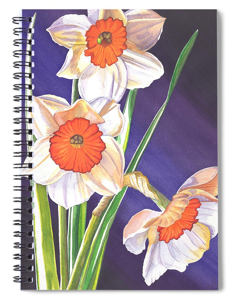 Daffodil Spiral Notebook featuring the painting Three Jonquils by Catherine G McElroy