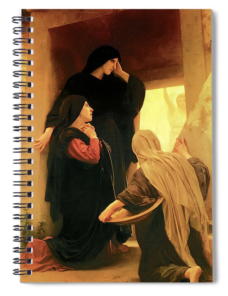 William Adolphe Bouguereau Spiral Notebook featuring the painting Three Marys at the Tomb by William Adolphe Bouguereau
