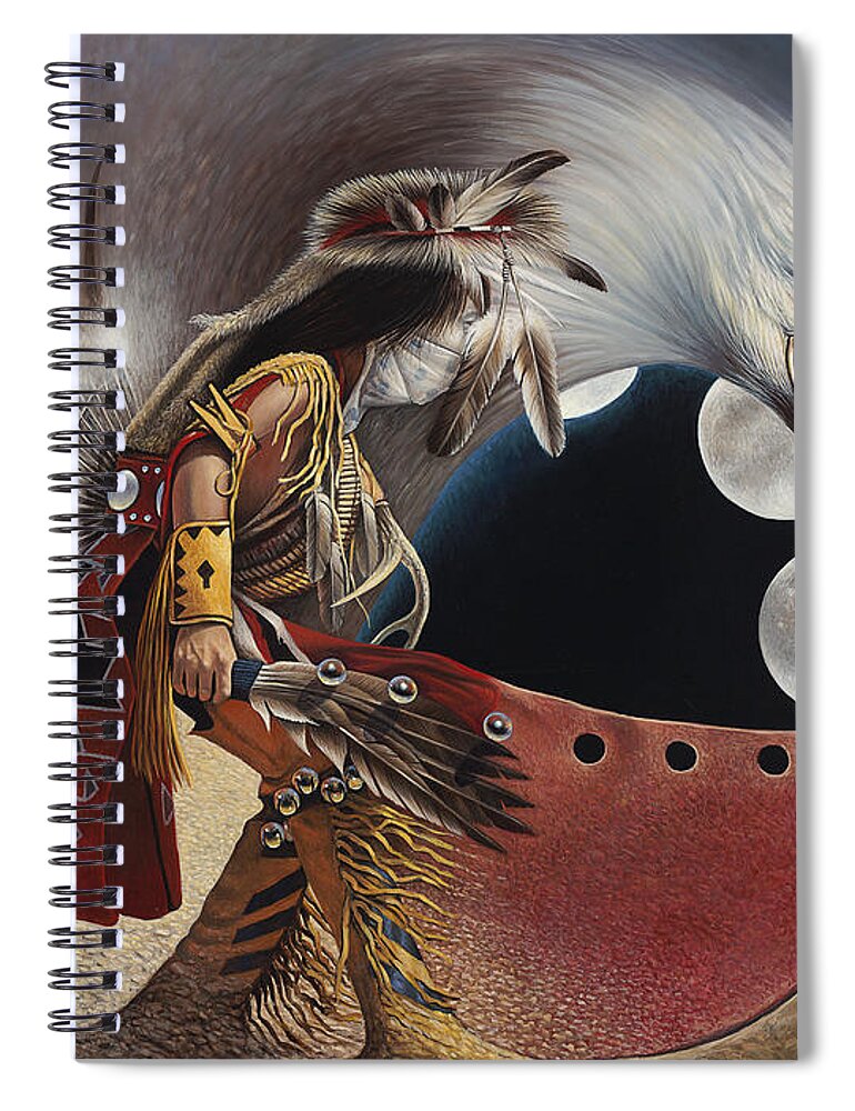 Native-american Spiral Notebook featuring the painting Three Moon Eagle by Ricardo Chavez-Mendez