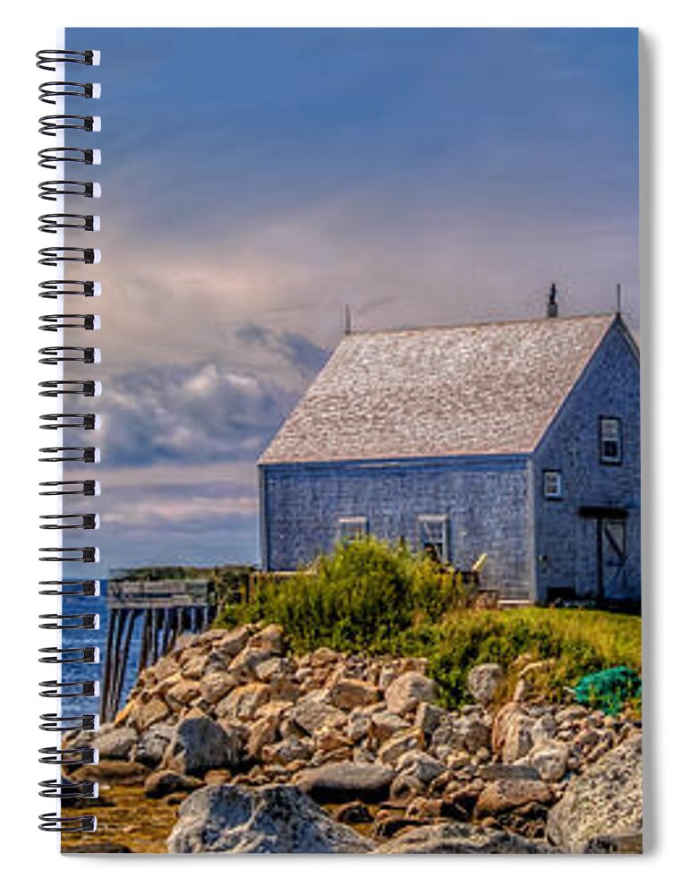Peggys Cove Spiral Notebook featuring the photograph Three Shacks by the Sea by Ken Morris