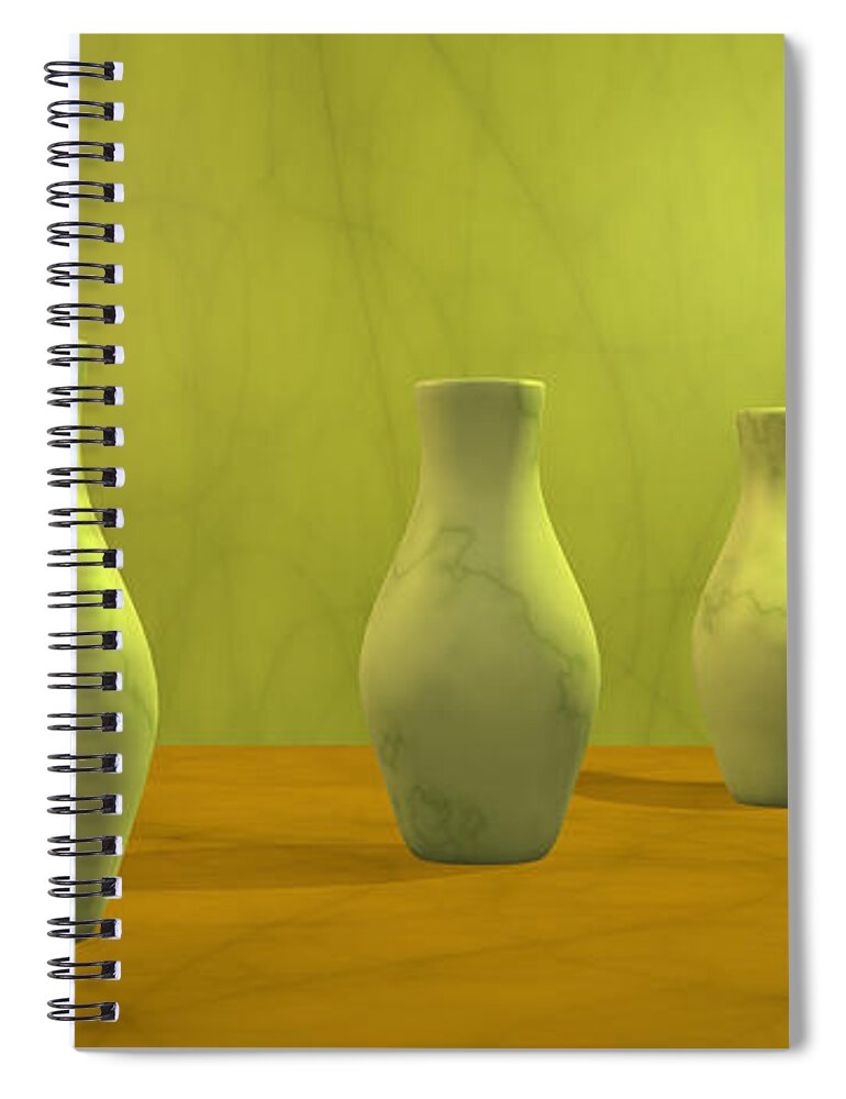 Still Life Spiral Notebook featuring the digital art Three Vases II by Gabiw Art