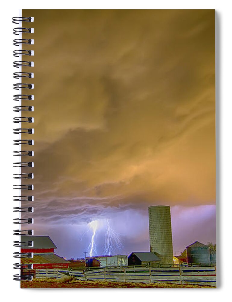 Lightning Spiral Notebook featuring the photograph Thunderstorm Hunkering Down On The Farm by James BO Insogna