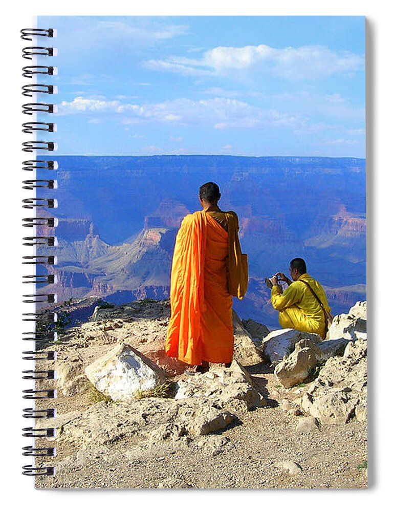 Grand Canyon Spiral Notebook featuring the photograph Tibetan Monks at Grand Canyon by Glory Ann Penington