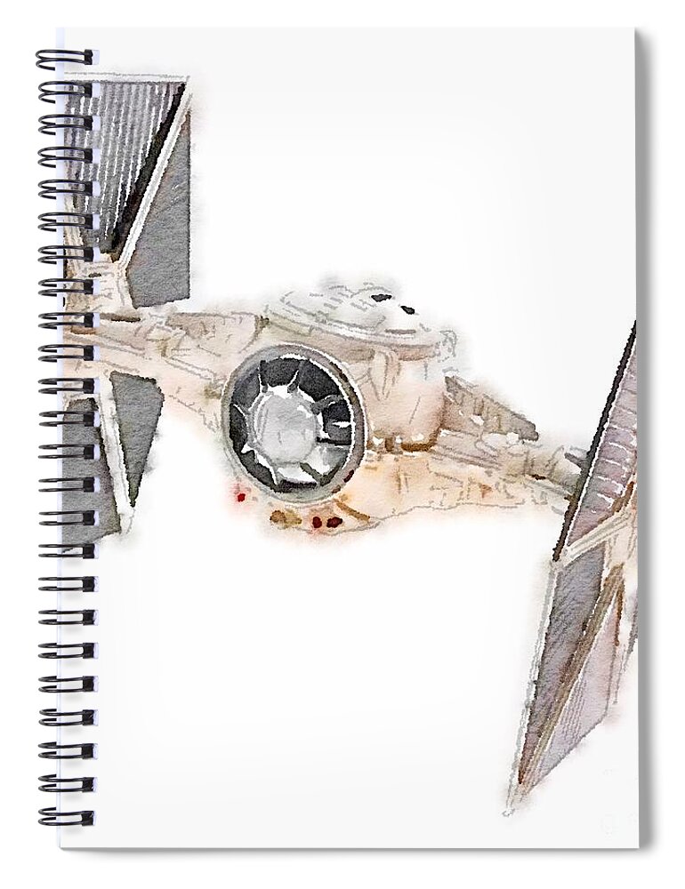 Tie Spiral Notebook featuring the painting TIE fighter by HELGE Art Gallery