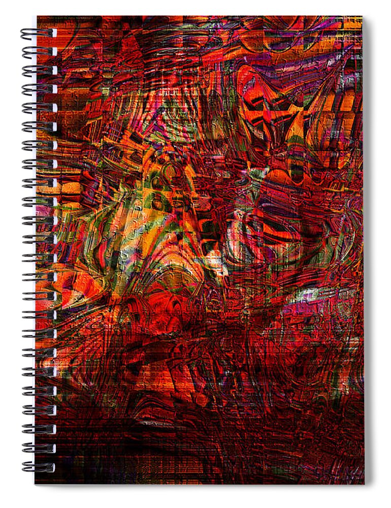Tiger Glass Spiral Notebook featuring the digital art Tiger Glass by Kiki Art