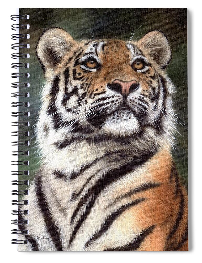 Tiger Spiral Notebook featuring the painting Tiger Painting by Rachel Stribbling