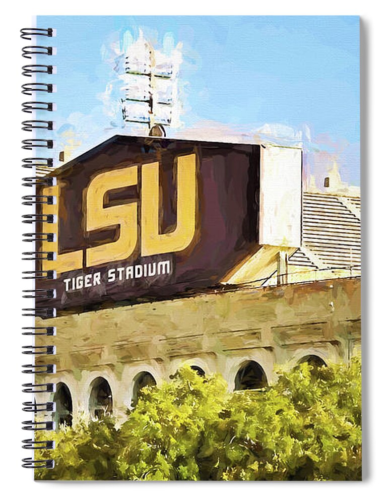Lsu Spiral Notebook featuring the photograph Tiger Stadium - BW #2 by Scott Pellegrin