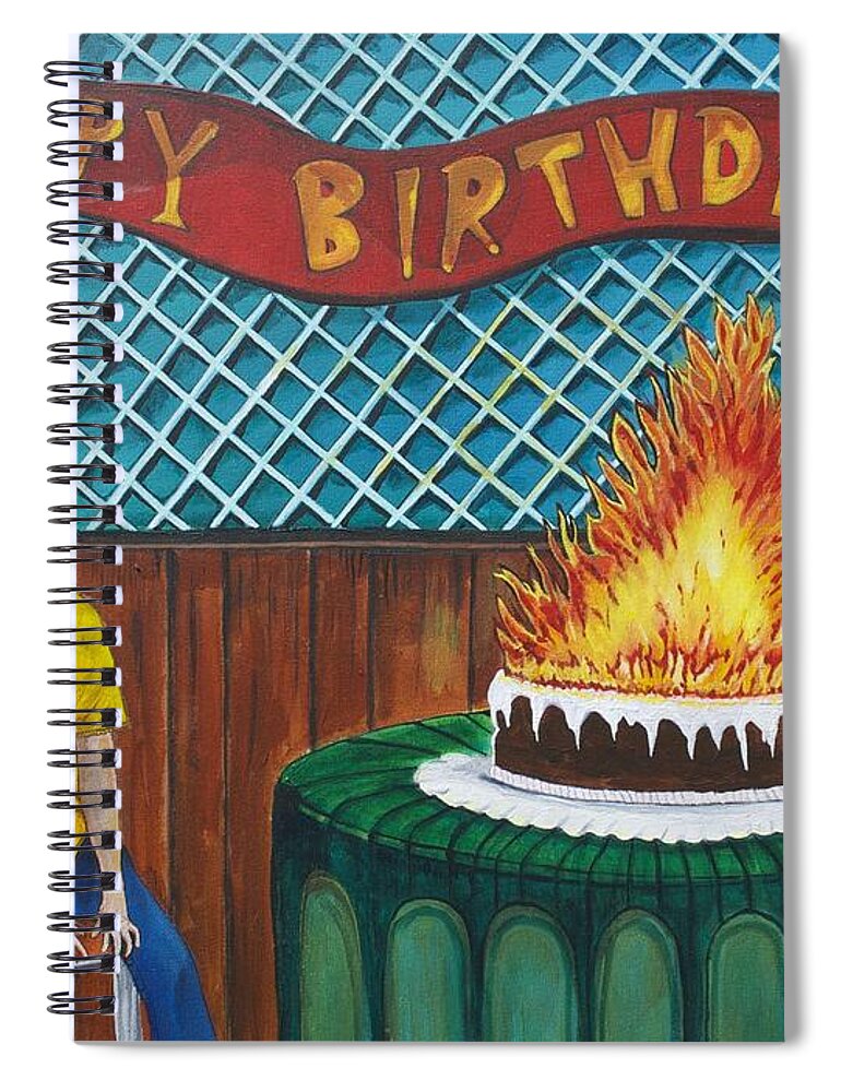 Circus Spiral Notebook featuring the painting Tillies Last Birthday Party by Patricia Arroyo