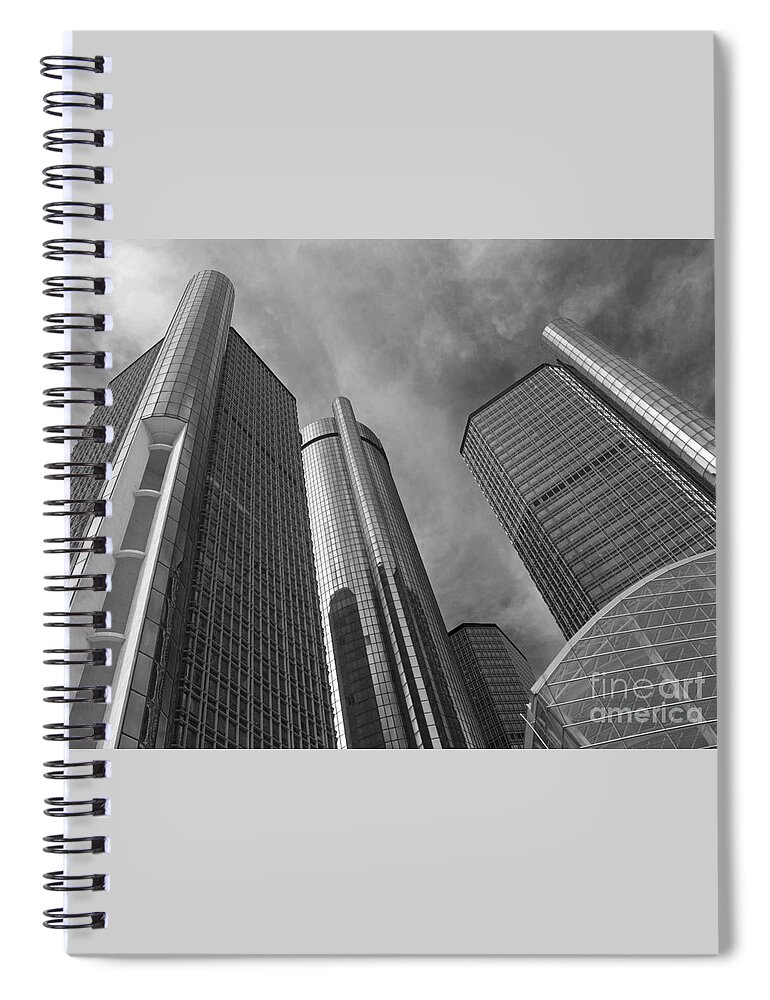 Detroit Spiral Notebook featuring the photograph Tilting Towers by Ann Horn