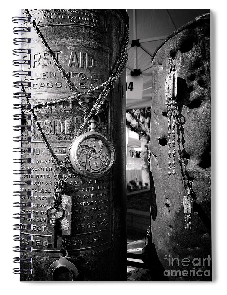 Metal Spiral Notebook featuring the photograph Time Between The Metal by Fei A