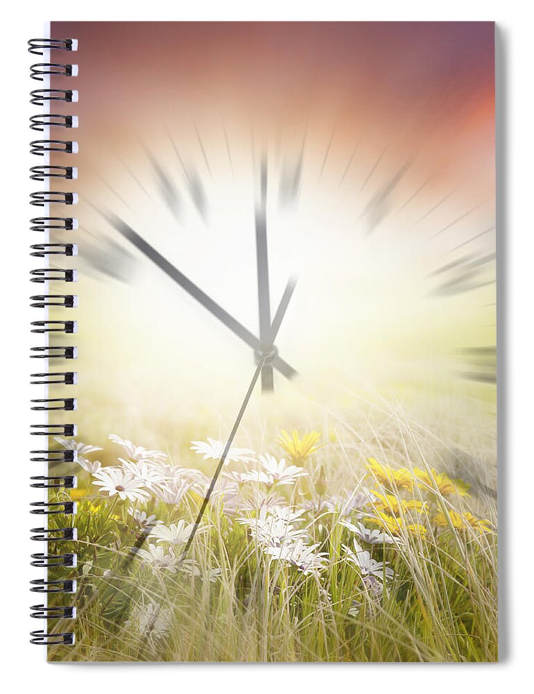 Spring Spiral Notebook featuring the digital art Time blurred by Les Cunliffe
